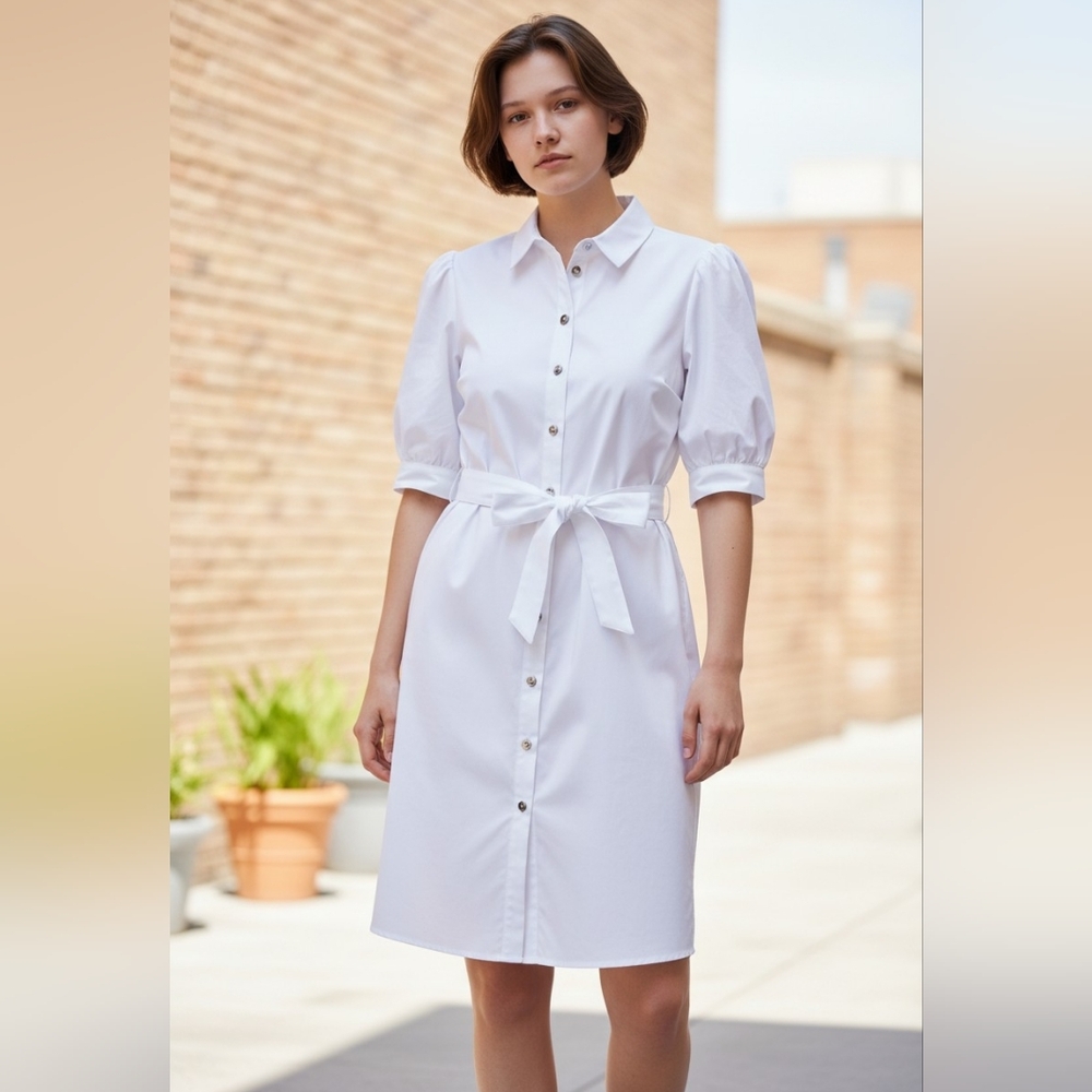 Nanette Lepore White Button-Up Mini Dress